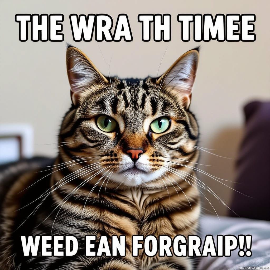 Skeptical Cat Meme with Humorous Text