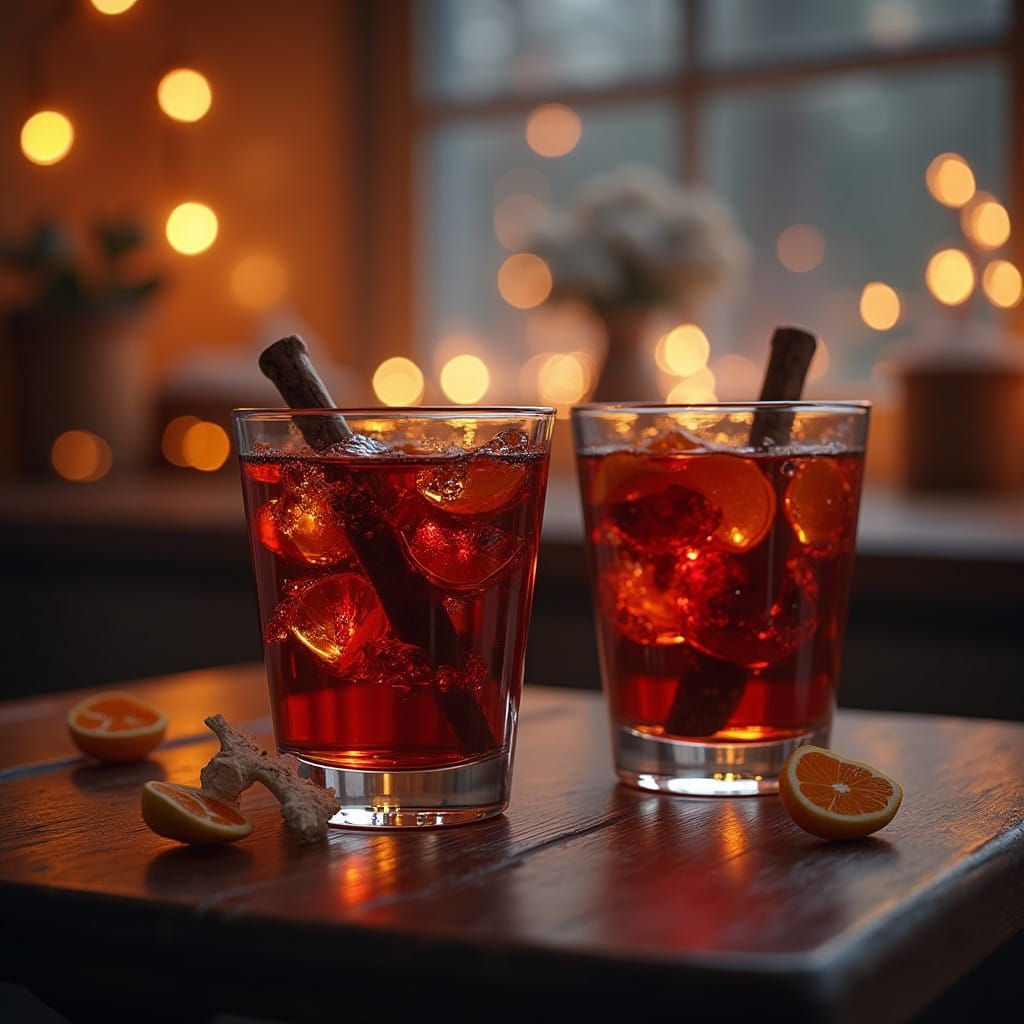 Cozy New Year's Scene with Mulled Wine, Fantasy Concept Art