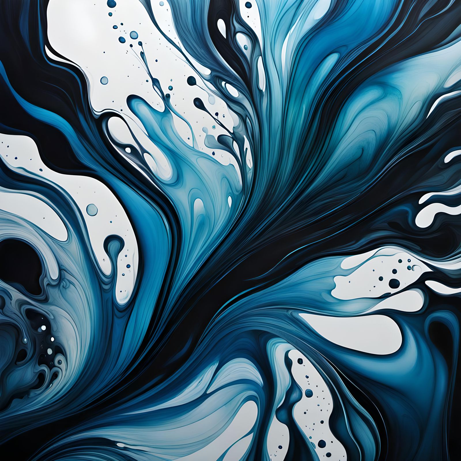 Fluid Blue Acrylic Ink Flowing in Water