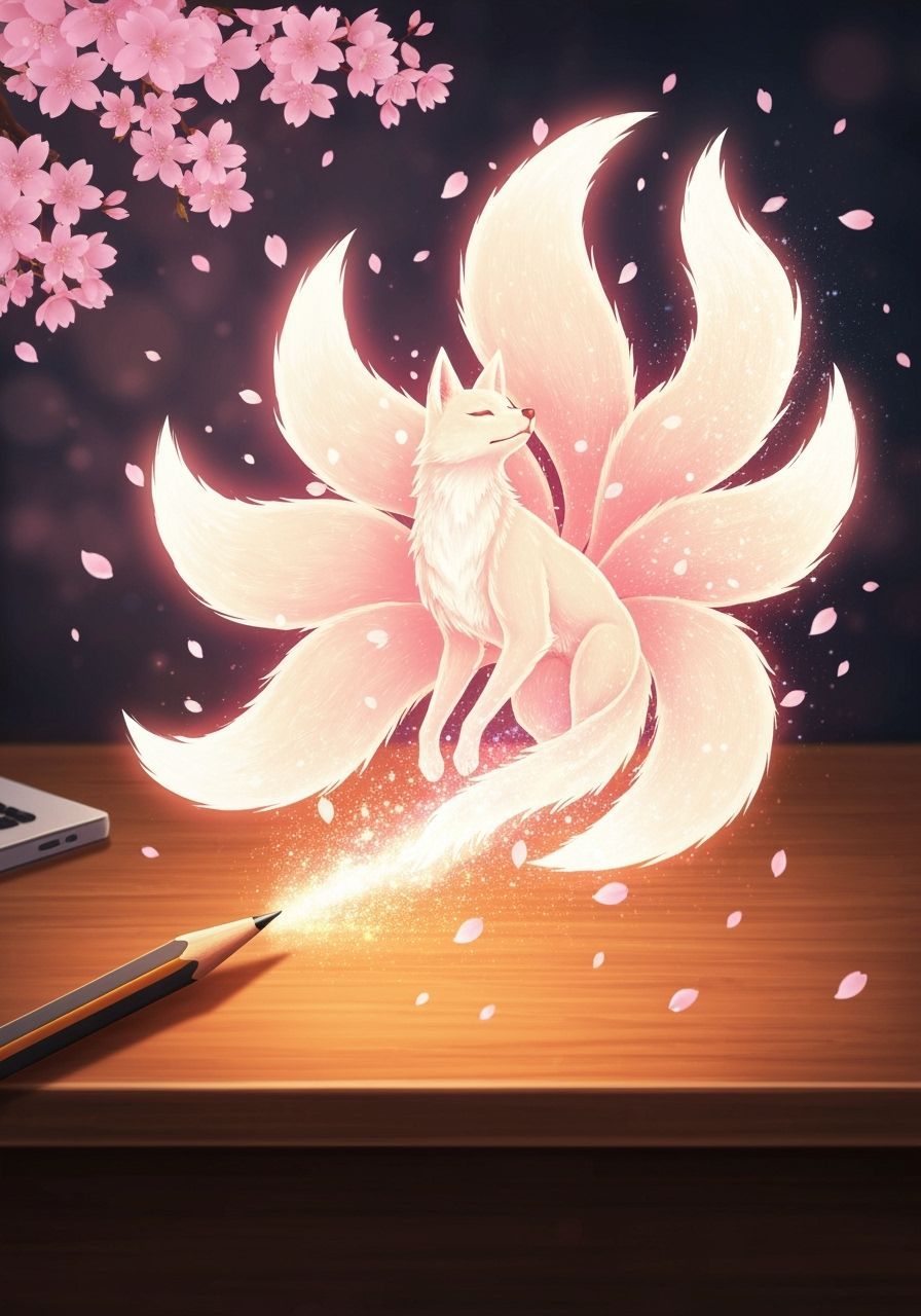 Pencil Transforms Into Nine-Tailed Fox Spirit