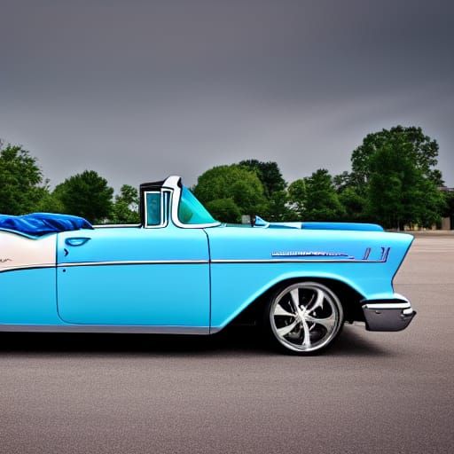 1957 Blue Chevrolet Hot Rod in Pro Street Style
