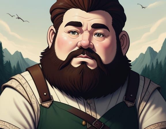 Gnome Hunter in Shrub-Land: Fantasy Illustration