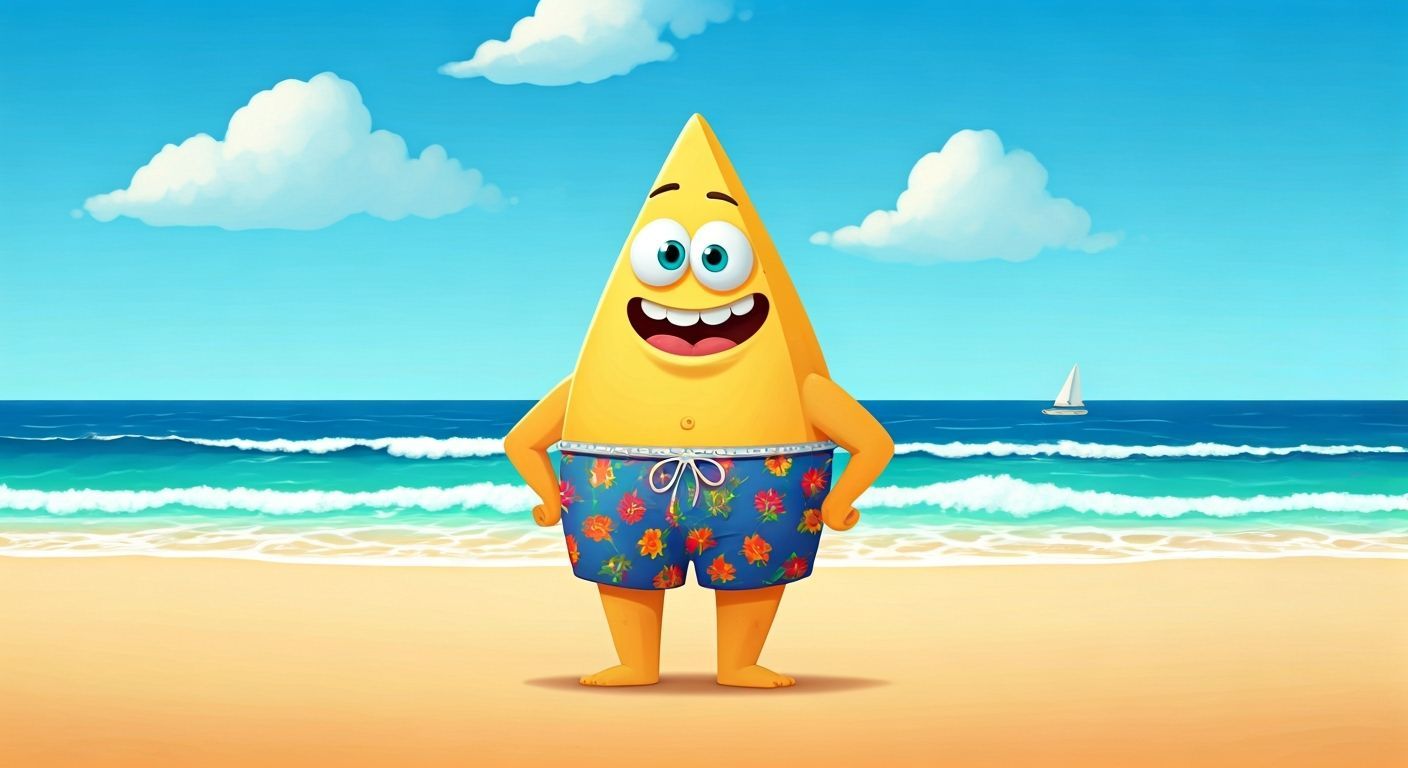 Funny Anthropomorphic Triangle on the Beach