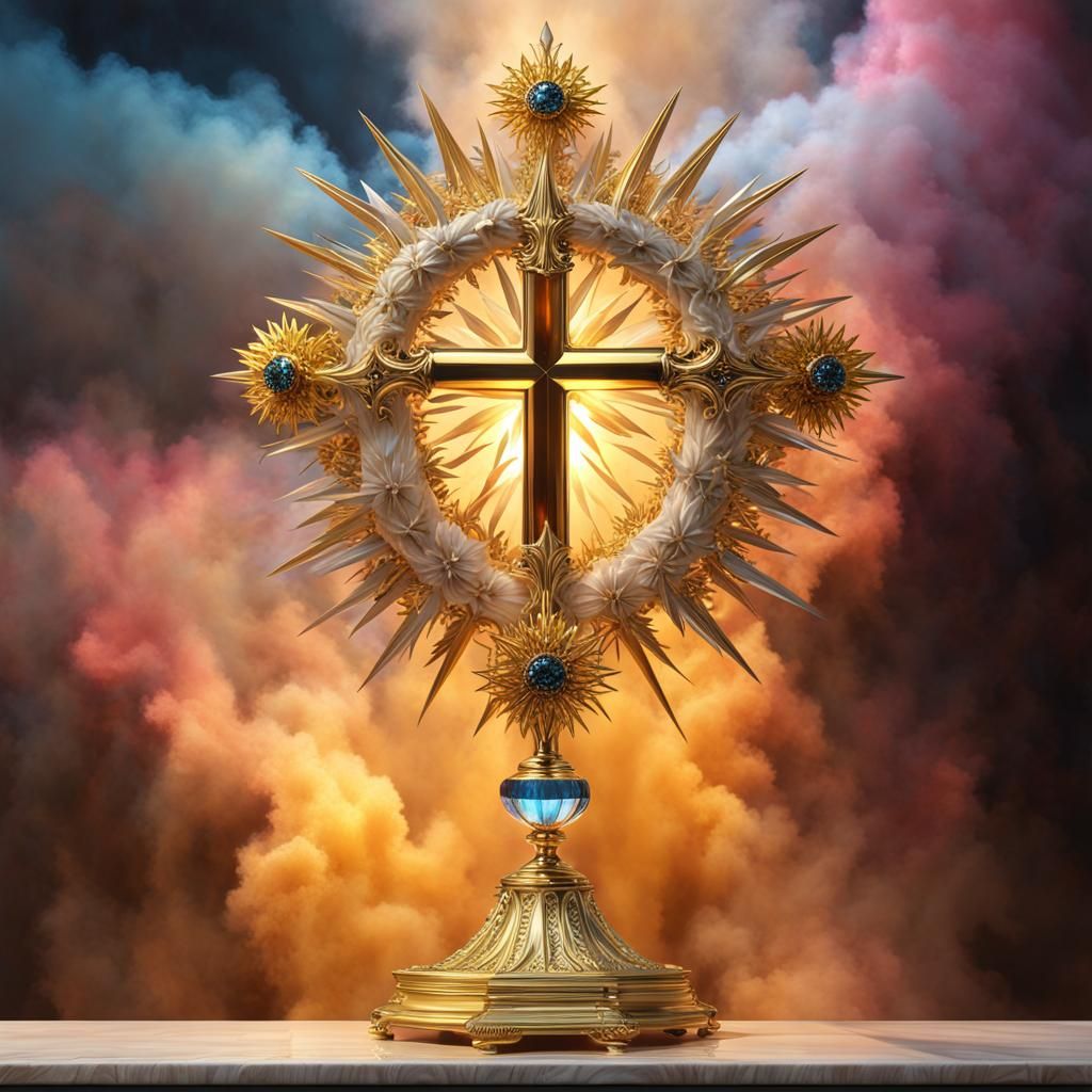 Hyperreal Eucharist Monstrance with Crown of Thorns