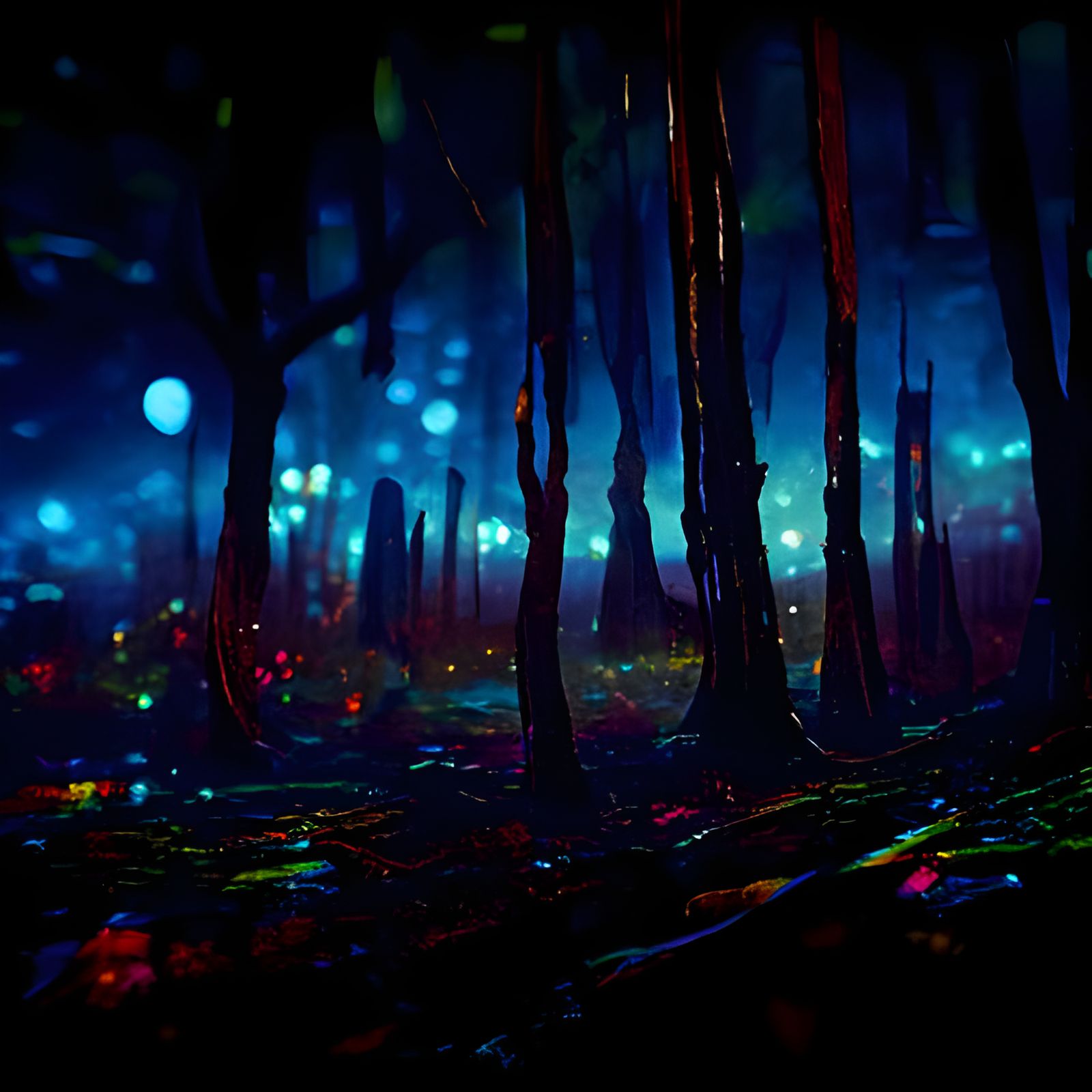 Colorful Light in Moody Forest, Cel-Shaded Rendering