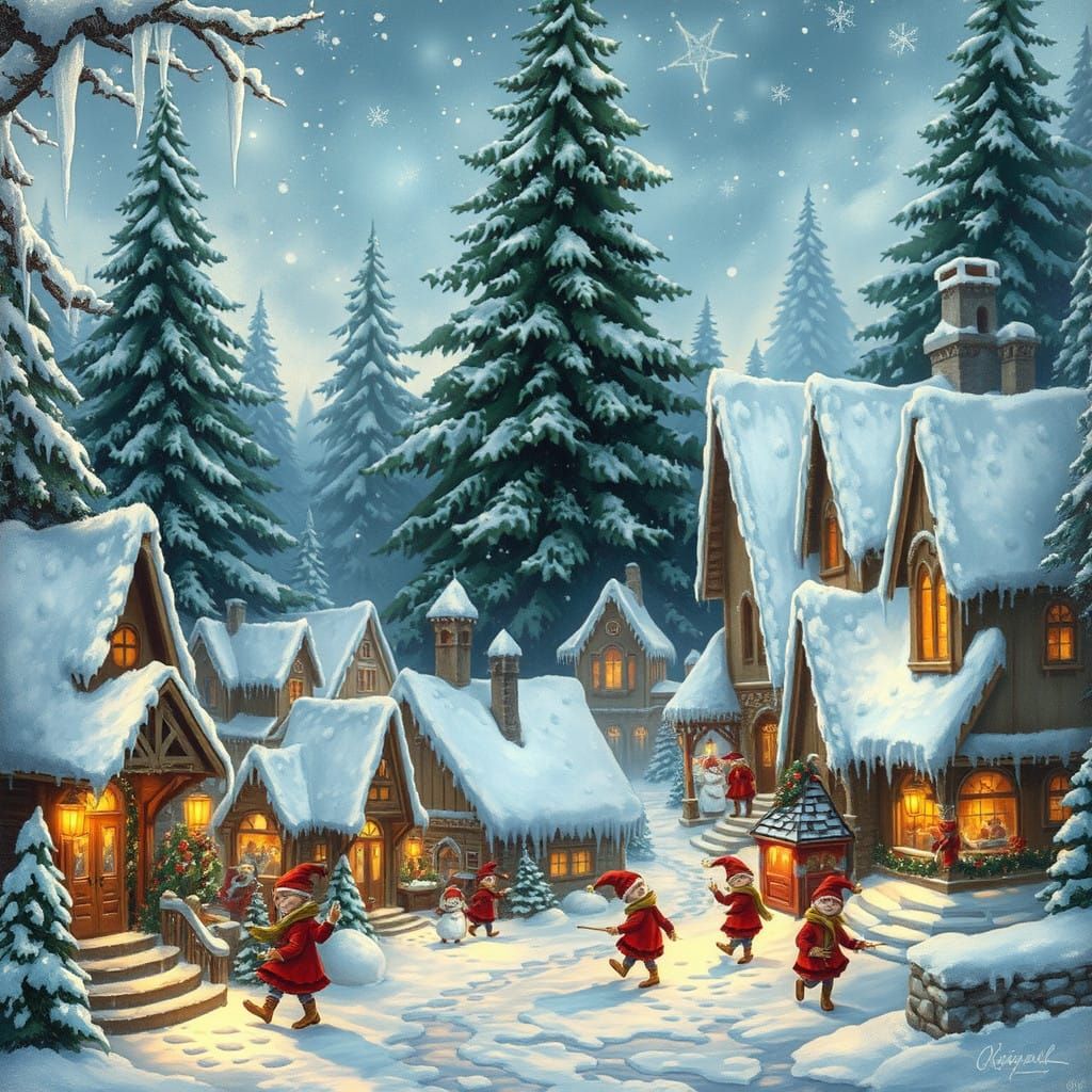 Cozy Christmas Wonderland in Whimsical Realism