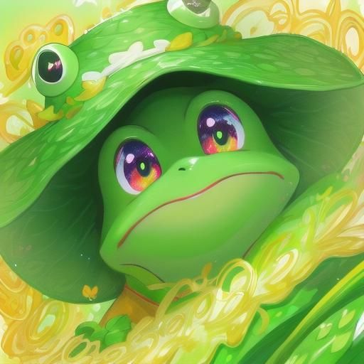Lucky Frog with Clover in Kawaii Cartoon Style