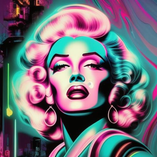 Sad Marilyn Monroe in Maximalist Photoillustration