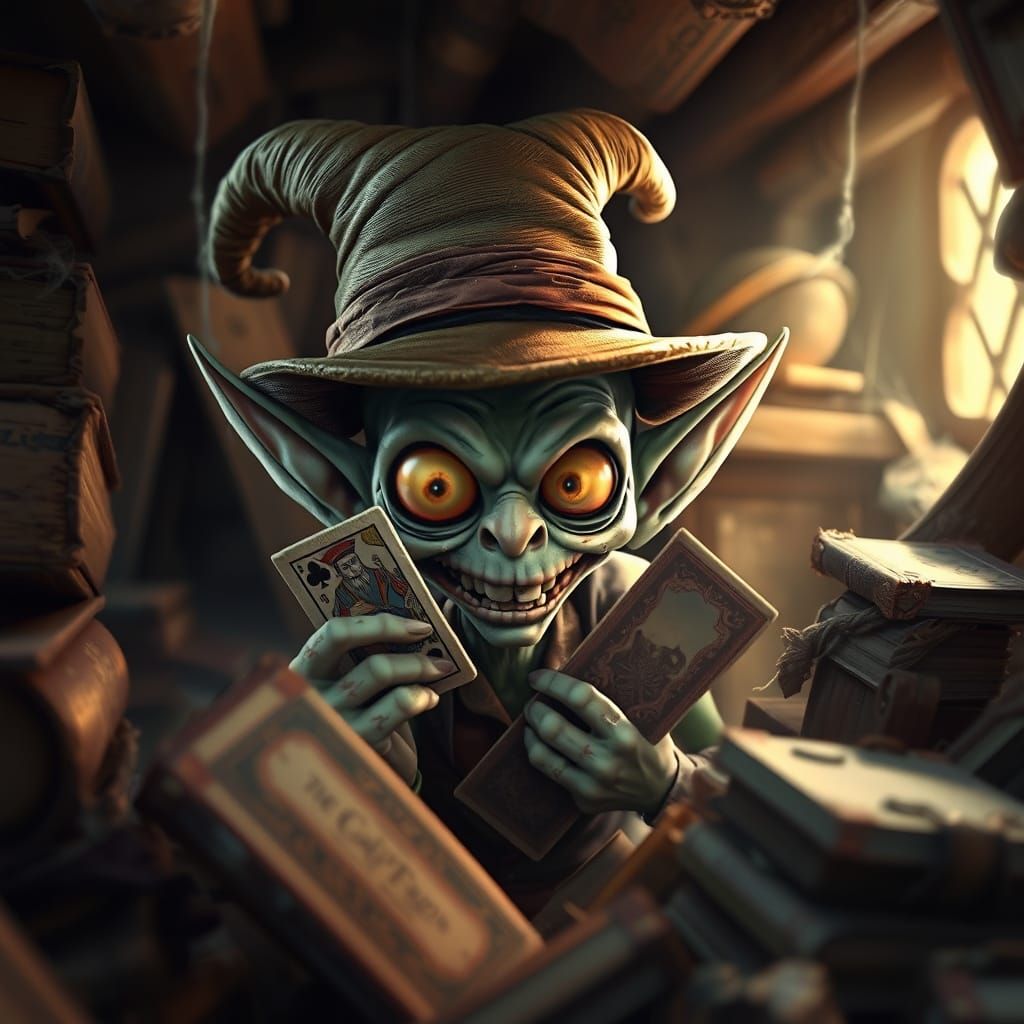 Whimsical Zombie Elf in Antique Attic