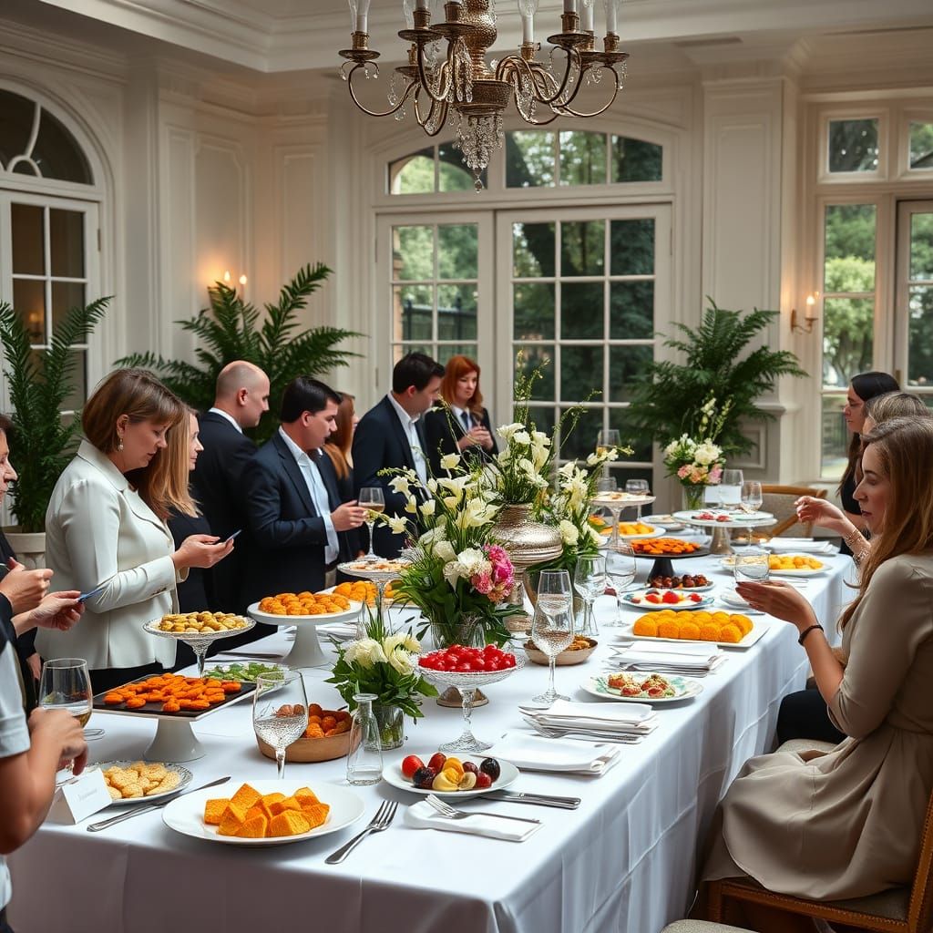 Elegant Outdoor Buffet in Luxurious Setting
