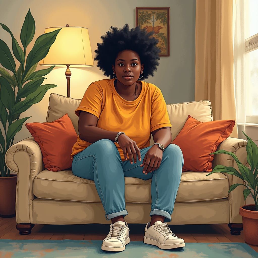 Cozy Scene in Vibrant Illustrative Style