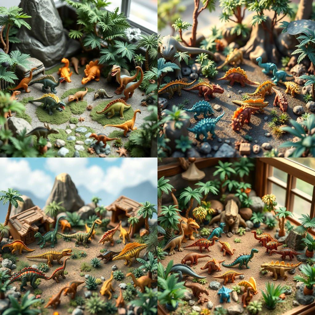 Miniature Dinosaur Zoo in Vibrant Anime Pixel Art