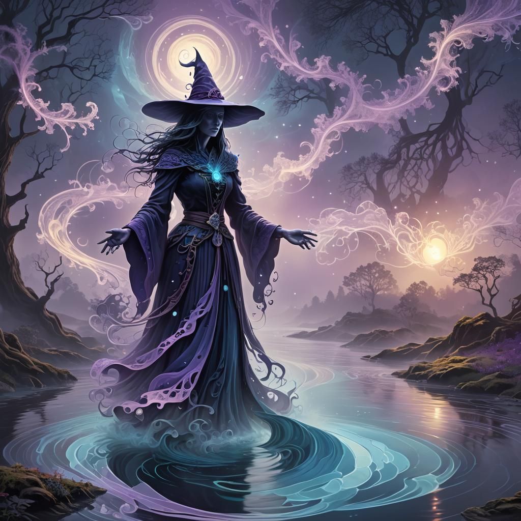 Mystical Witch Incantation in Abstract Vector Fractal