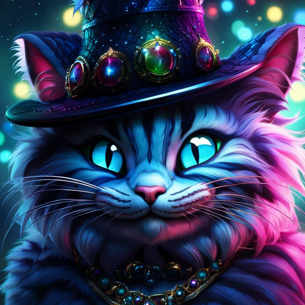 Bioluminescent Cheshire Cat in Fairy Wonderland