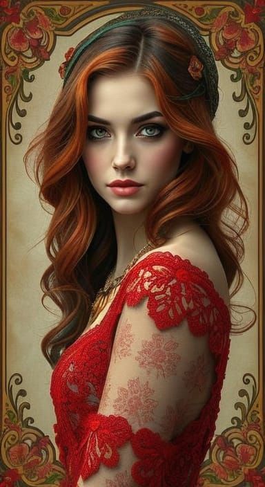 Elegant Woman Portrait in Art Nouveau Style