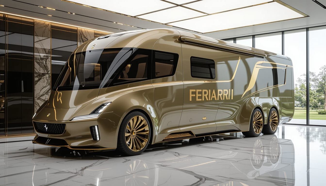 Futuristic Luxury RV with Ferrari Branding