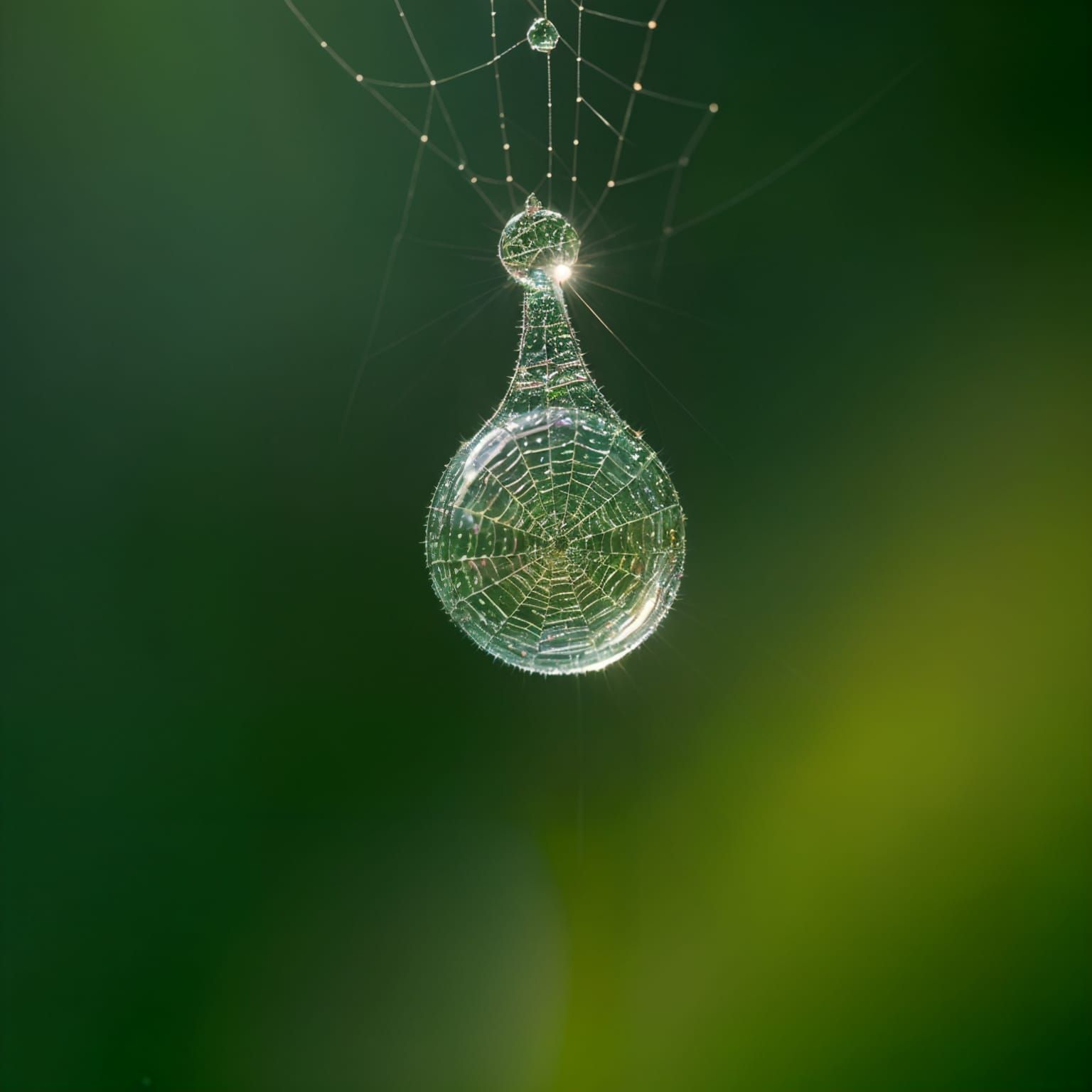 Macro Dewdrop Reflecting Miniature Landscape