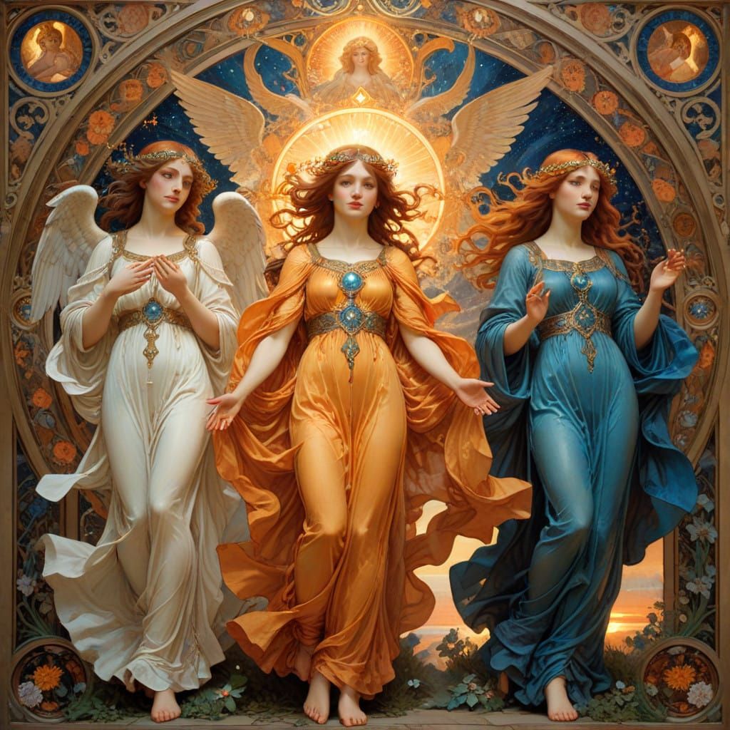 Three Divine Archangels Radiate Wisdom and Power