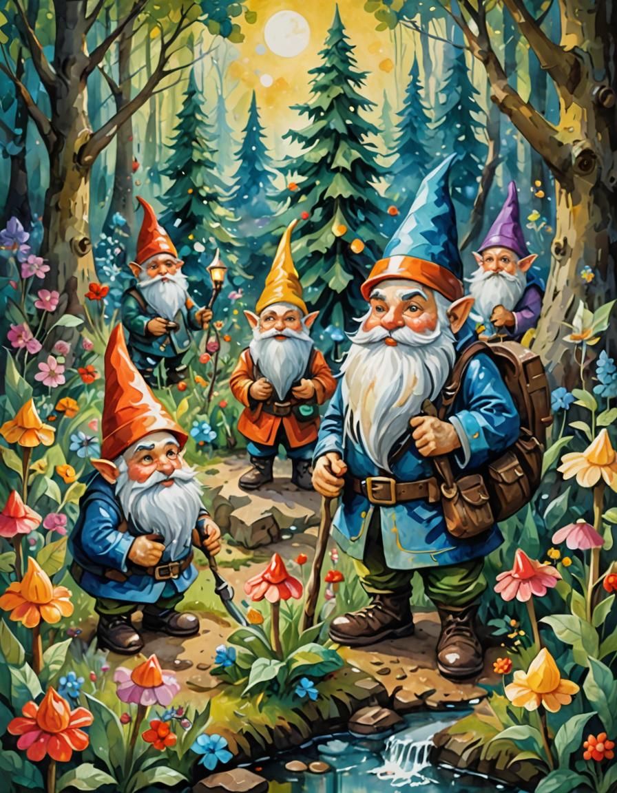 Gnomes and Fey in a Magical Impressionist World