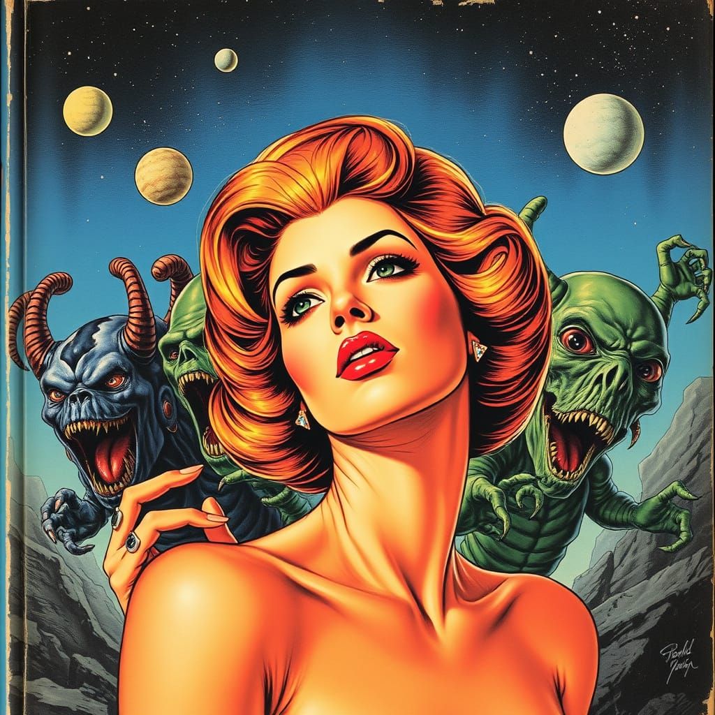 Science Fiction Book Cover Art in Terry Gilliam Style