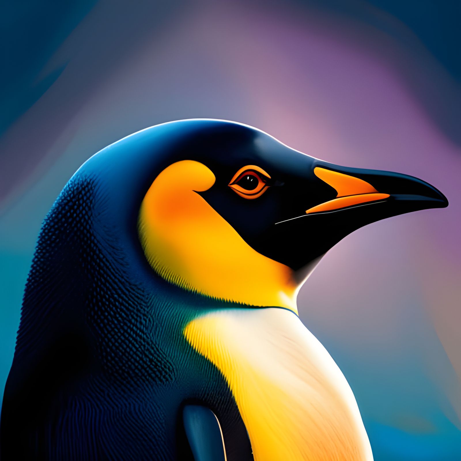 Hyperrealistic Emperor Penguin in Detailed Digital Painting