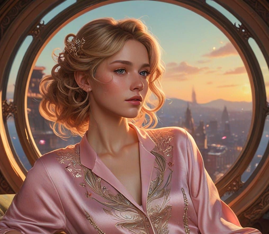 A Blonde Woman in a Drifting Starship, Concept Art in Triadi...