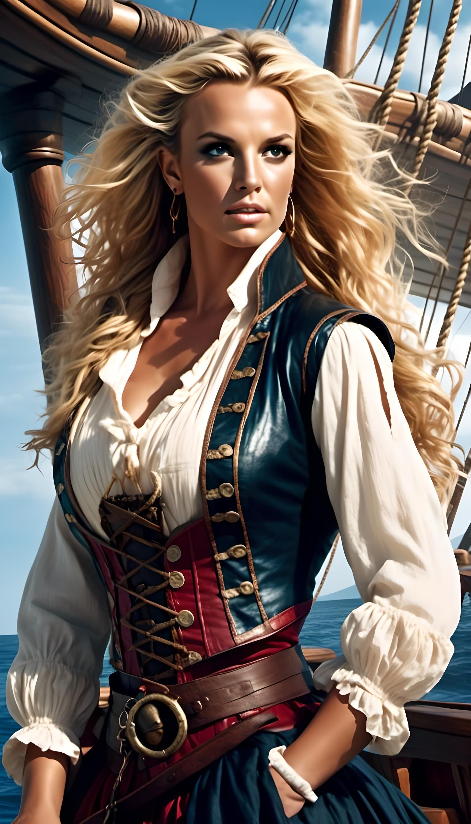 Britney Spears as Pirate Captain on Open Ocean