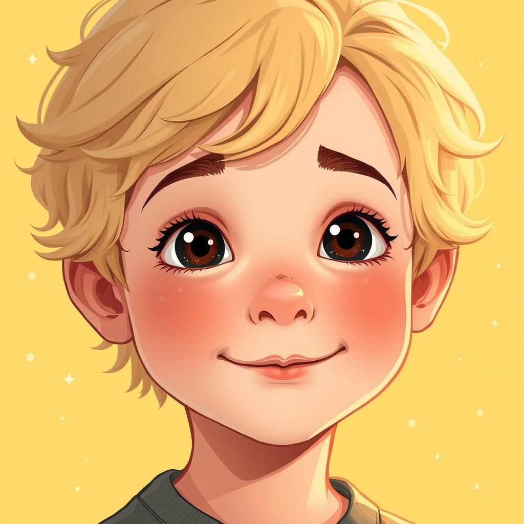 Adorable Boy Portrait in Emotive Digital Art Style
