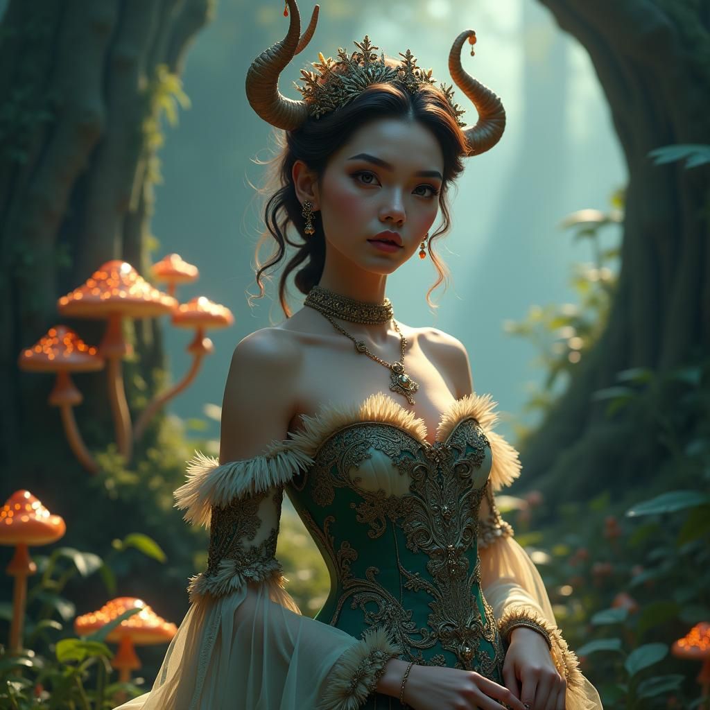 Mystical Forest: Woman in Fantasy Gown