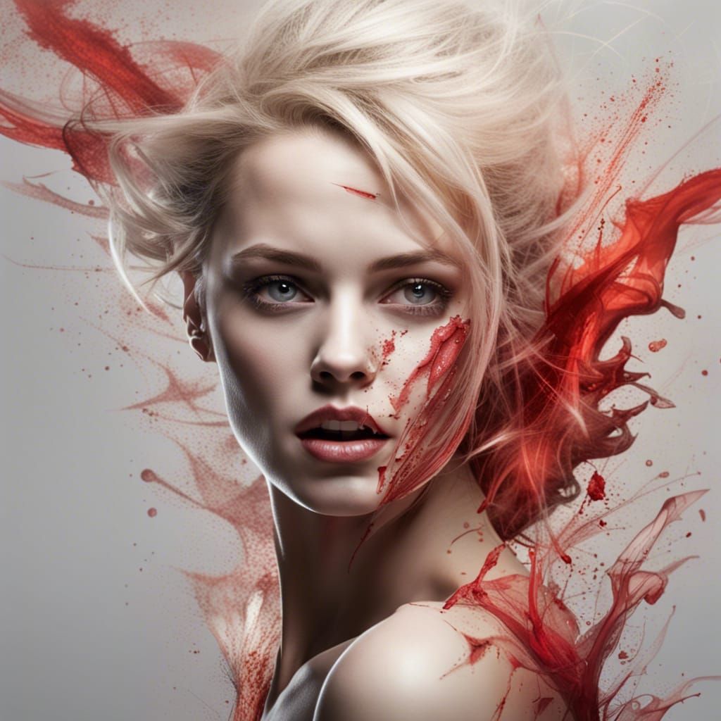 Blonde Vampire Portrait in Photorealistic Style