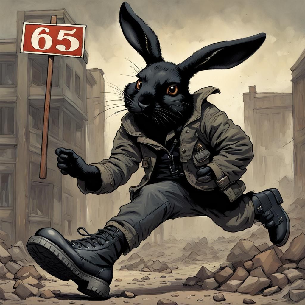 Sinister Black Rabbit Emerges From Combat Boot