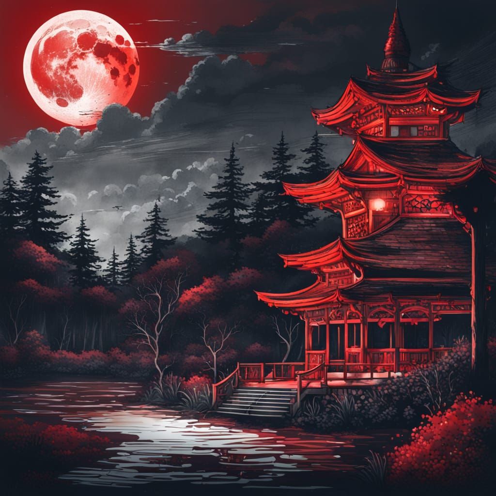 Dramatic Blood Moon in the Night Sky