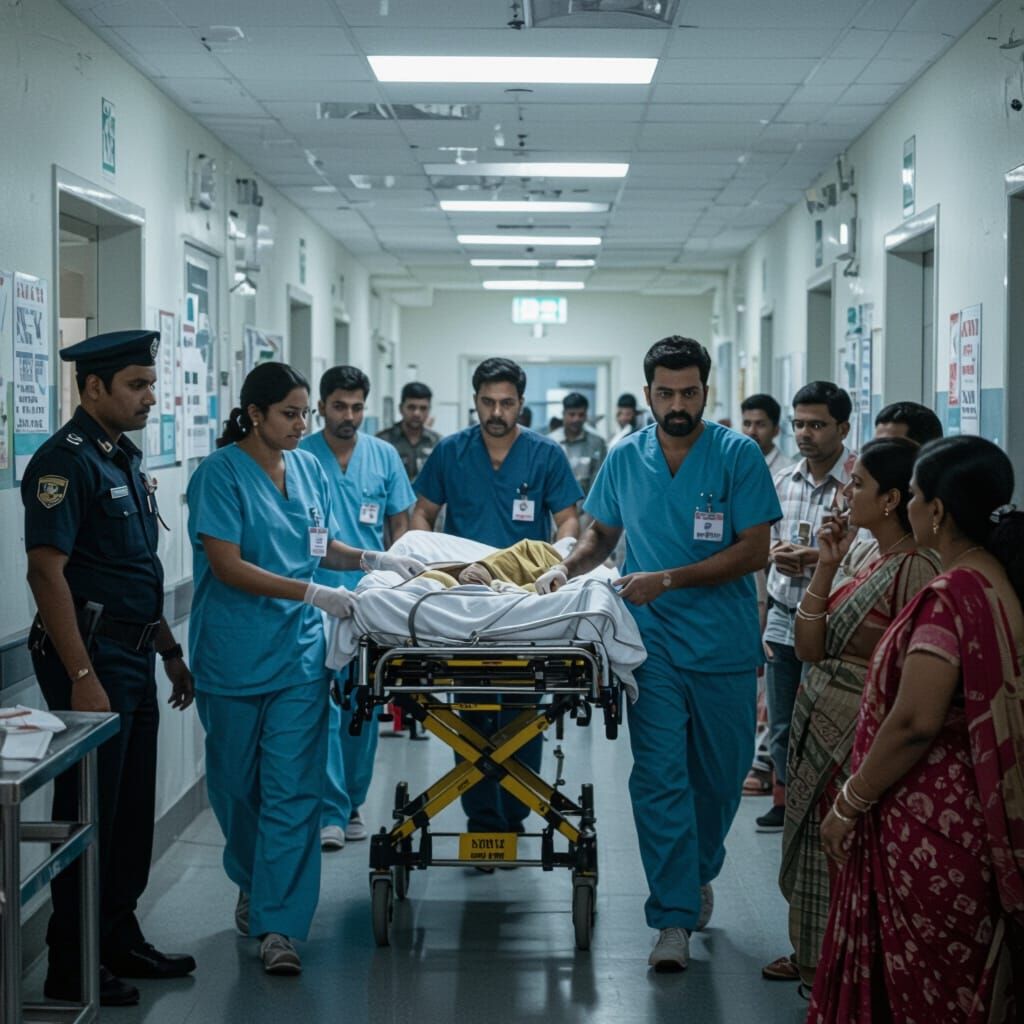 Indian Hospital Emergency Ward Scene in Cinematic Style