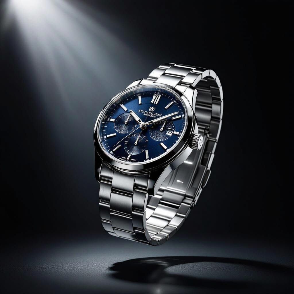 Silver Watch in Dramatic Black and White Photo