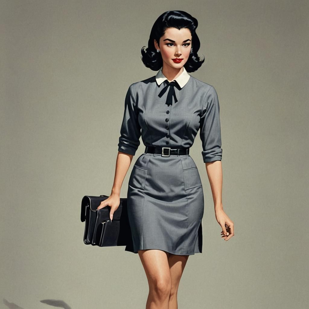 1950s Comic Style Secretary Illustration