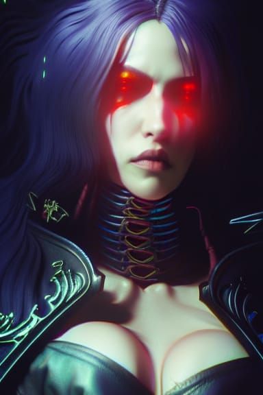 Julia Carmen: Castlevania Character in Cyberpunk Style