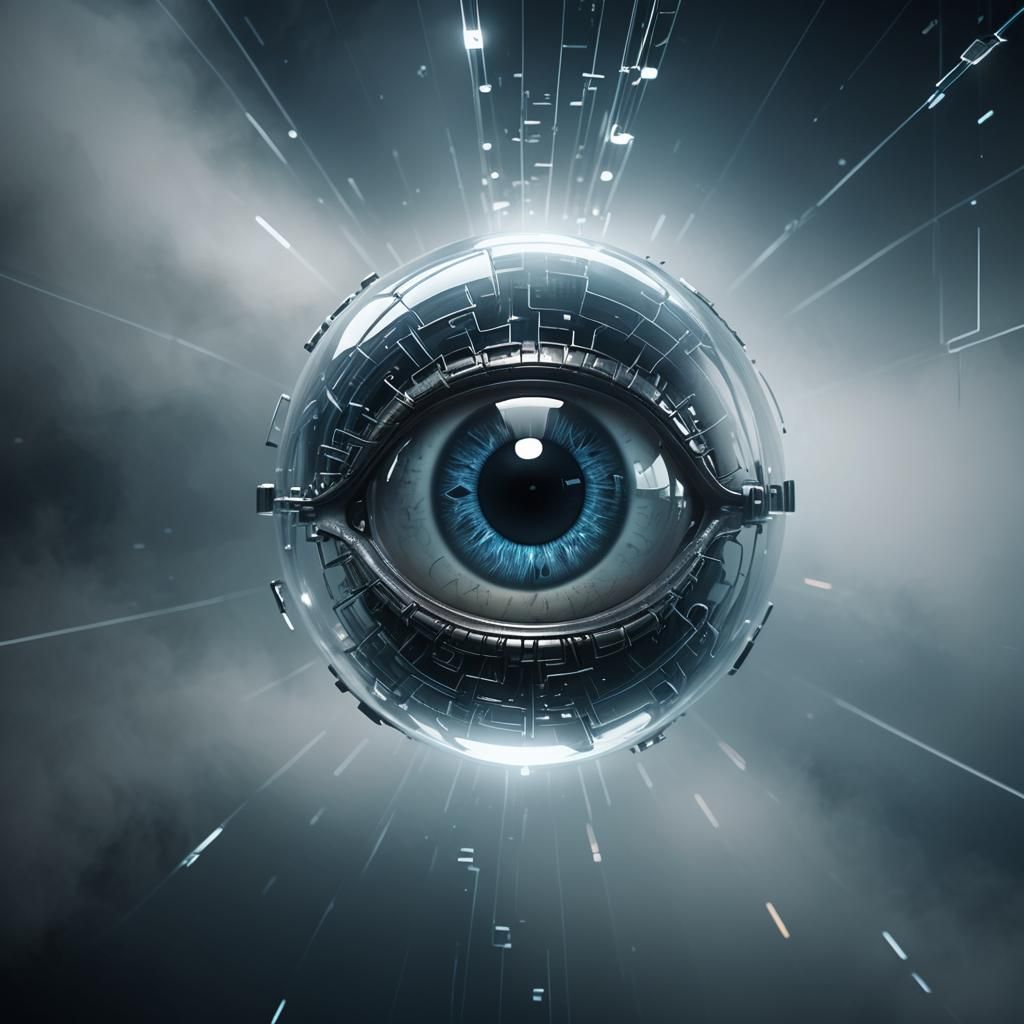 Glass 'A' Brain Optical Illusion in Sci-Fi 3D Render