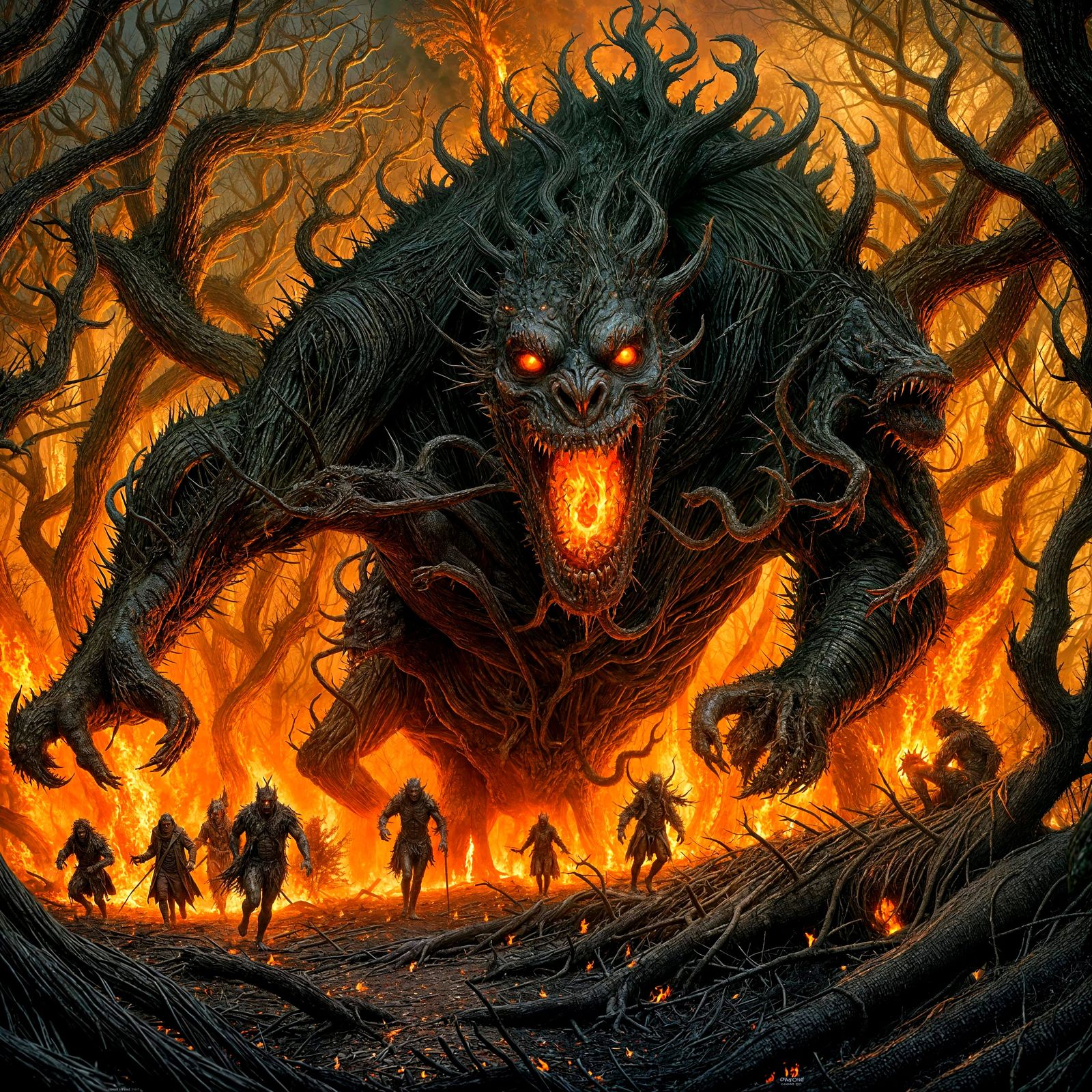 Wild Things Monsters in Flaming Landscape