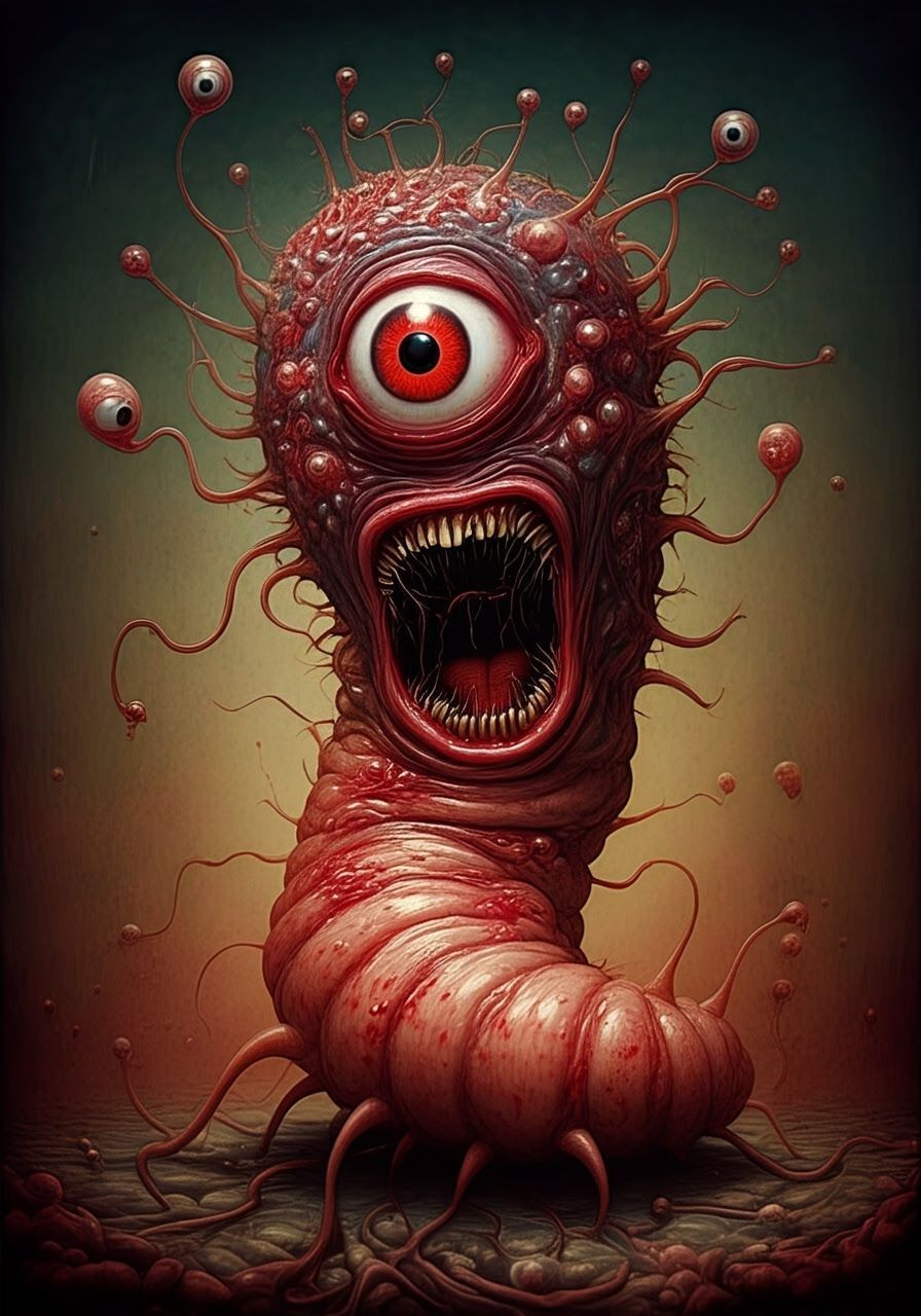 Frightening Worm with Googly Eye and Chattering Teeth