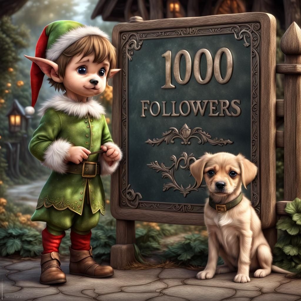 Elf and Puppy Celebrate 100 Followers