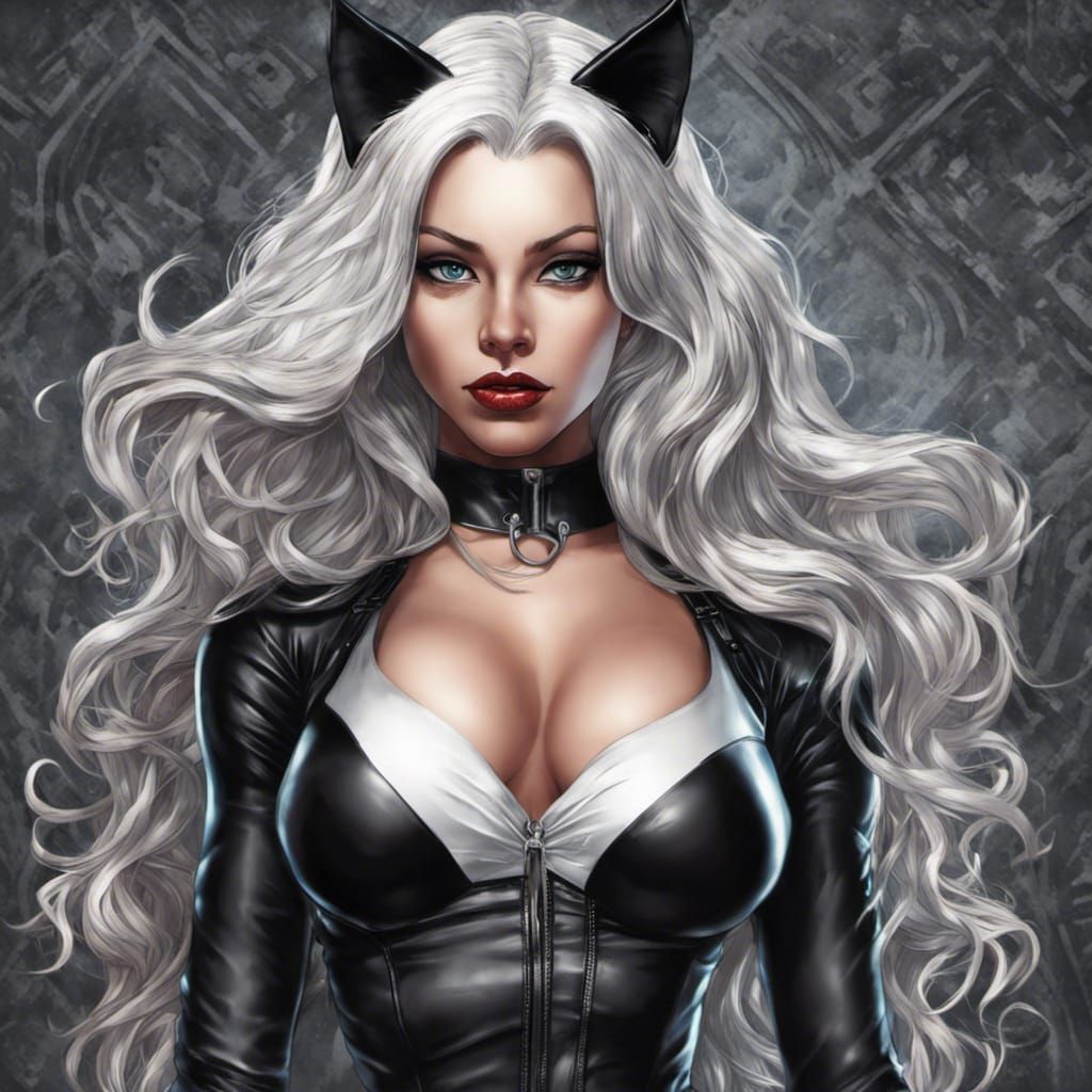 Black Cat Pinup Comic Illustration in HDR