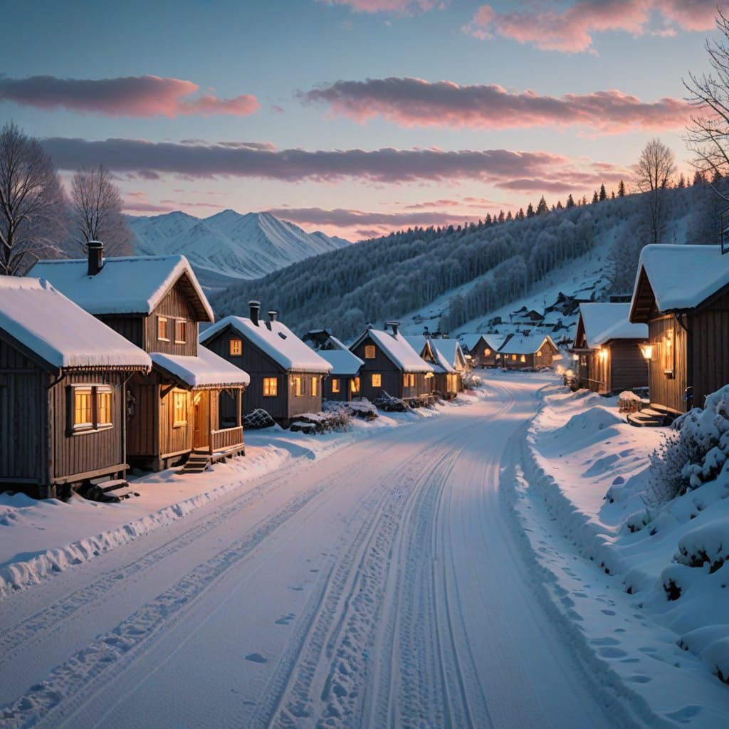 Winter Wonderland in a Snowy Rural Town