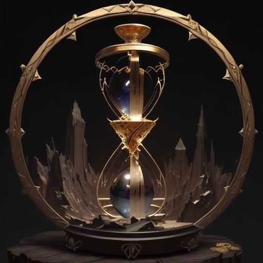 Detailed Broken Hourglass in Matte Painting Style