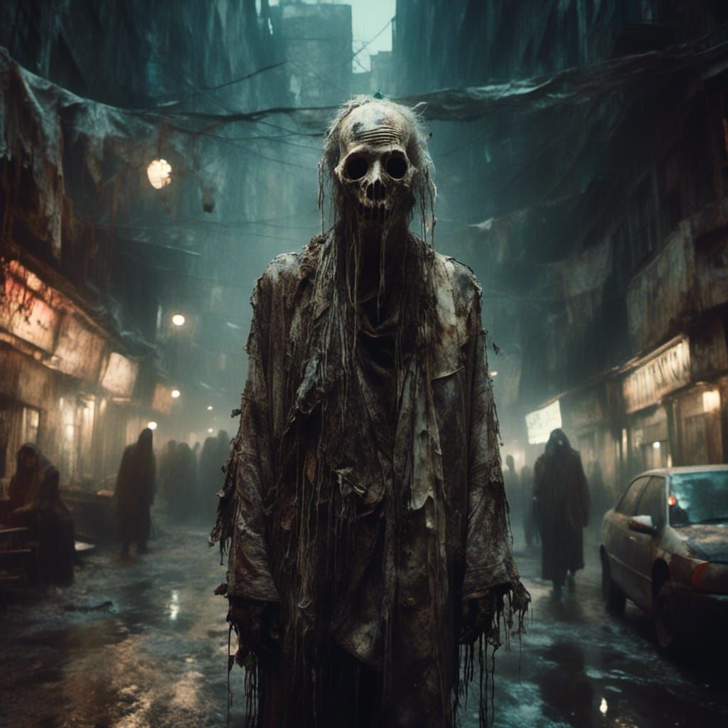 Cyberpunk Wizard Ghost in Moonlight Portrait