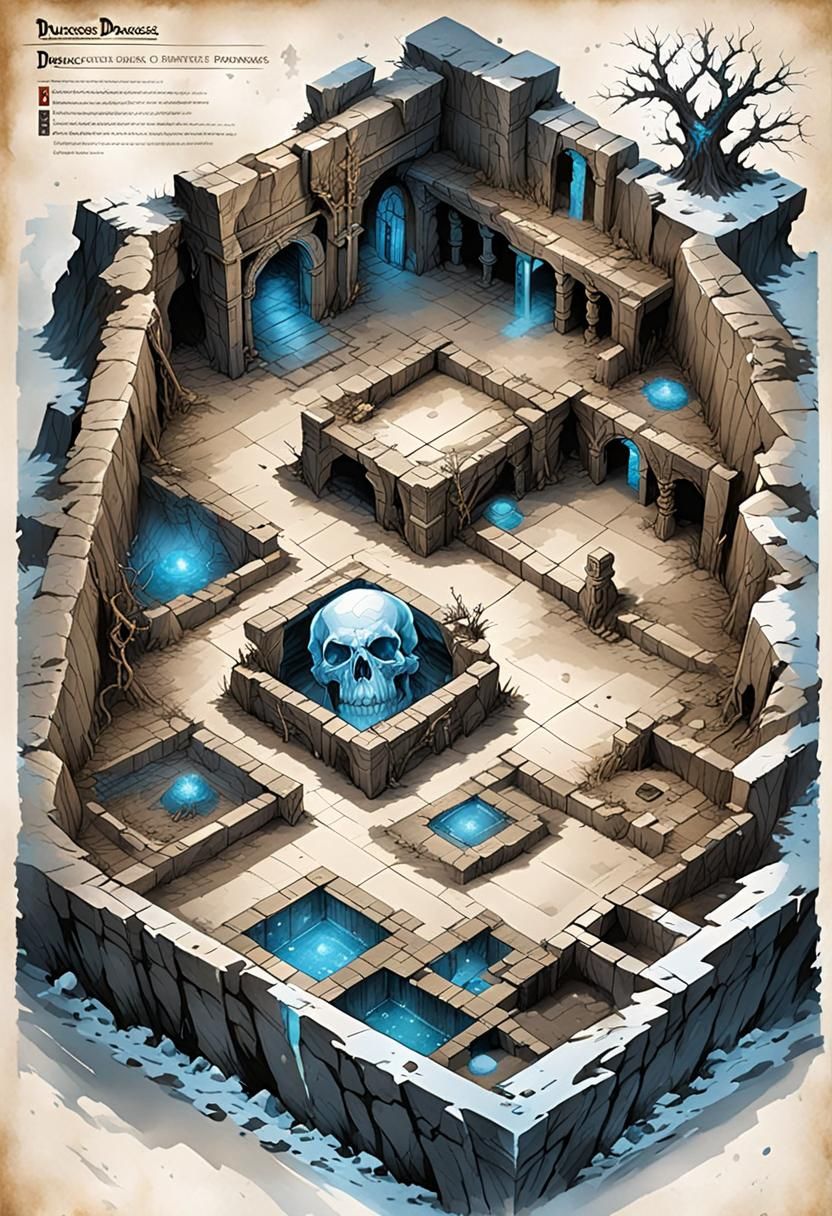Dungeons and dragons 3d Battlemap ; inside the tomb of a dea...