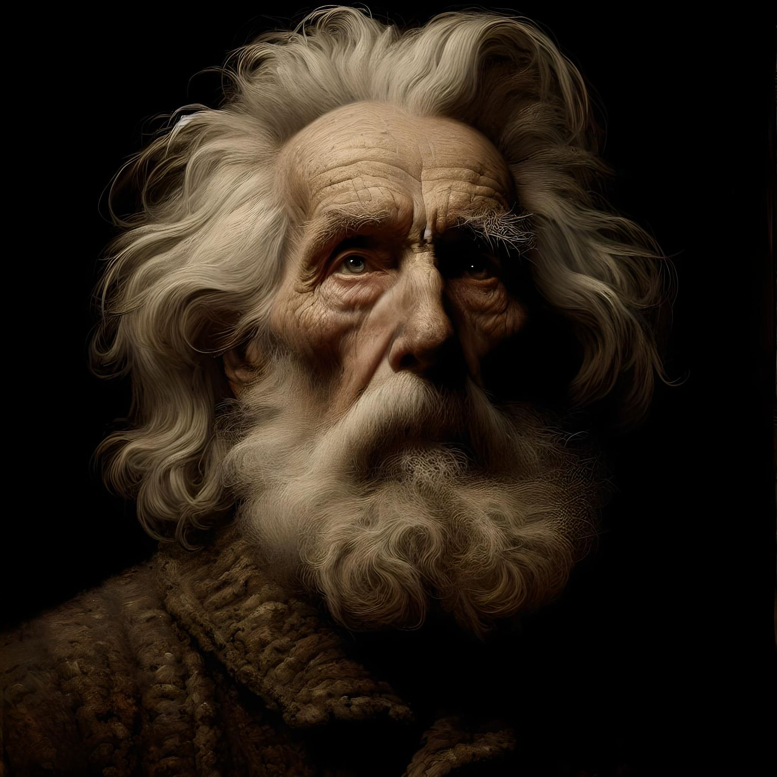 Realistic Portrait of an Old Man in Oil Paint Style