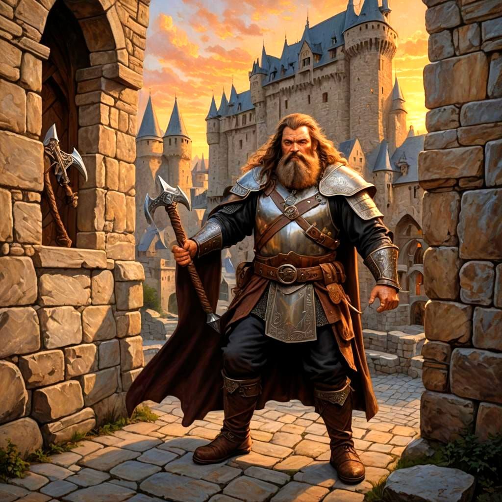 Dwarf Warrior Priest on Castle Wall