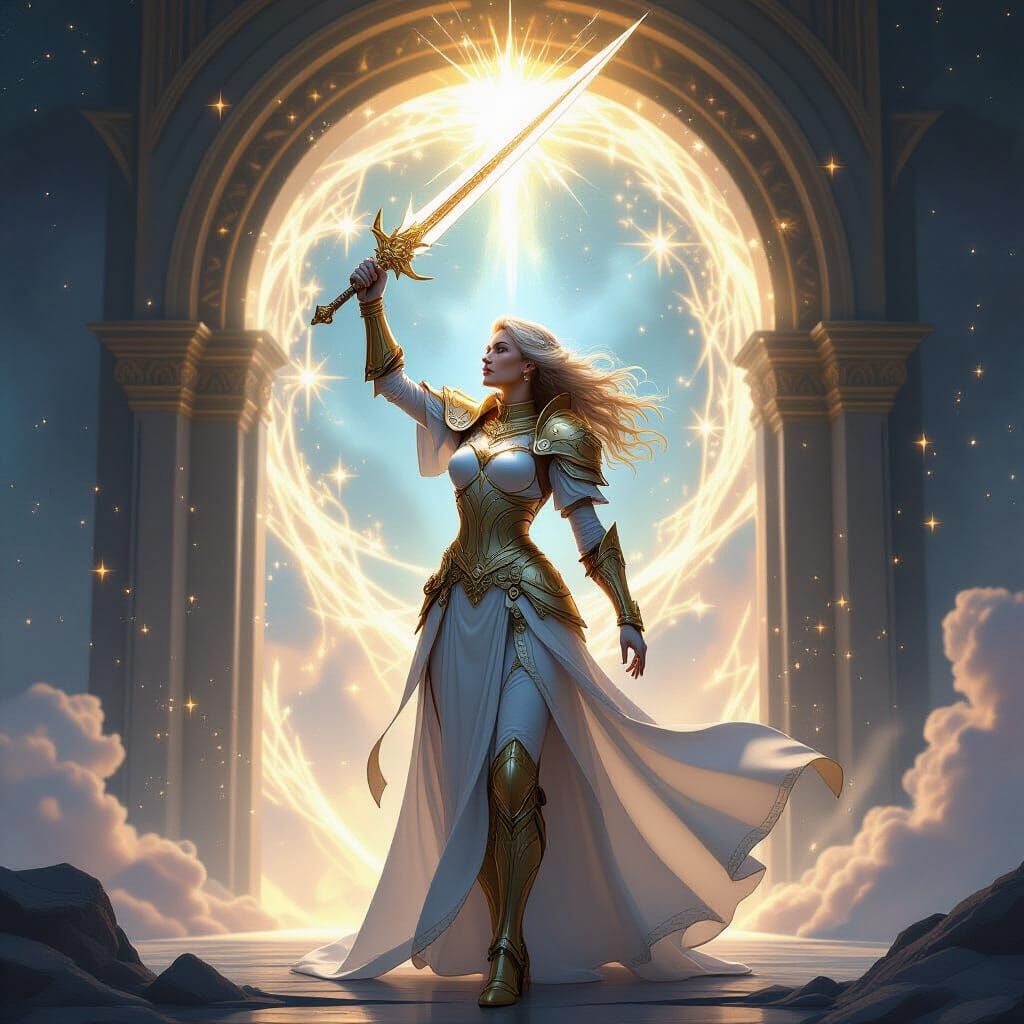 Celestial Paladin Guarding Stargate of Stars