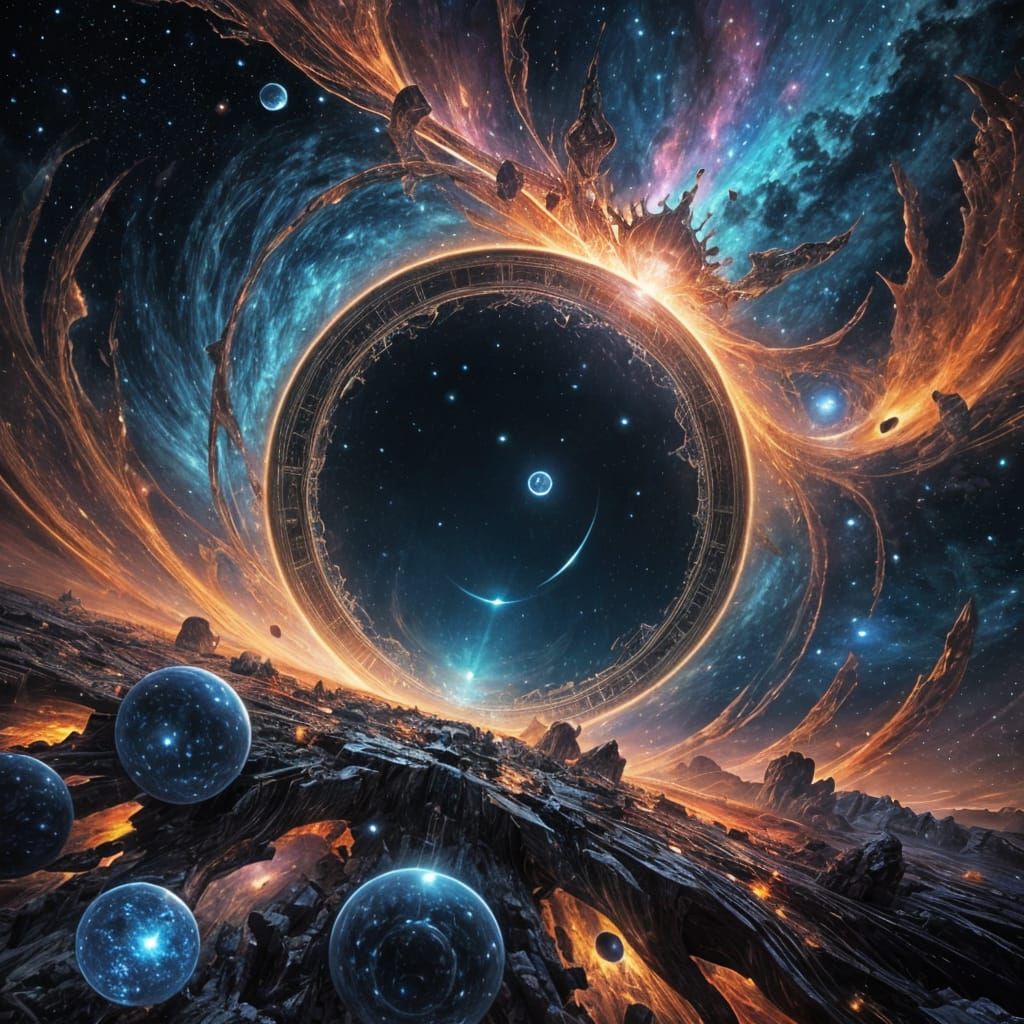 Surreal Cosmic Portal Unveils Vibrant Alternate Realms