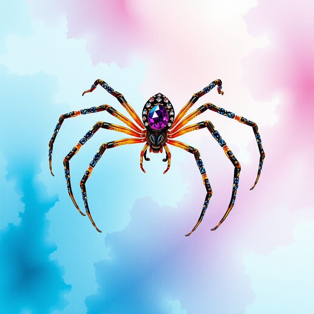 Infinity Spider in Jewel Tones Watercolour